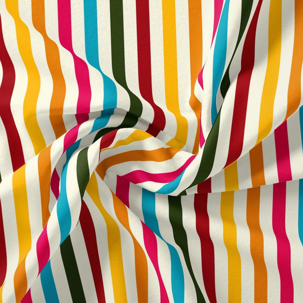 Morden Rainbow Strips Printed Fabric - Crepe - FAB VOGUE Studio®