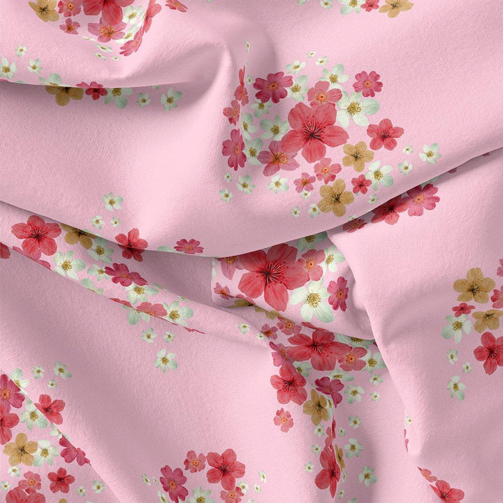 Lovely Pinkish Chintz Flower Digital Printed Fabric - Crepe - FAB VOGUE Studio®