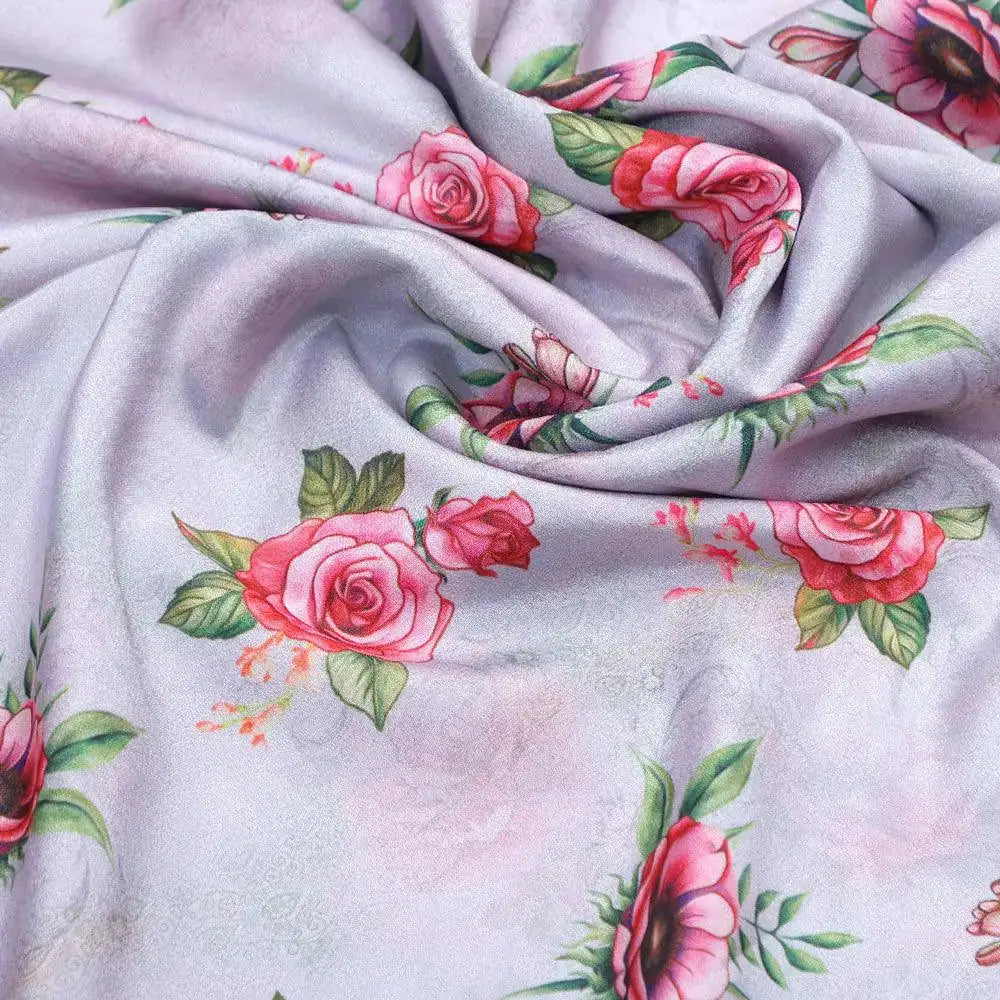 Pink Buttercup Flower Bunch Digital Printed Fabric - Crepe – cr 0 ta08788 110 pink buttercup flower bunch digital printed fabric crepe 3