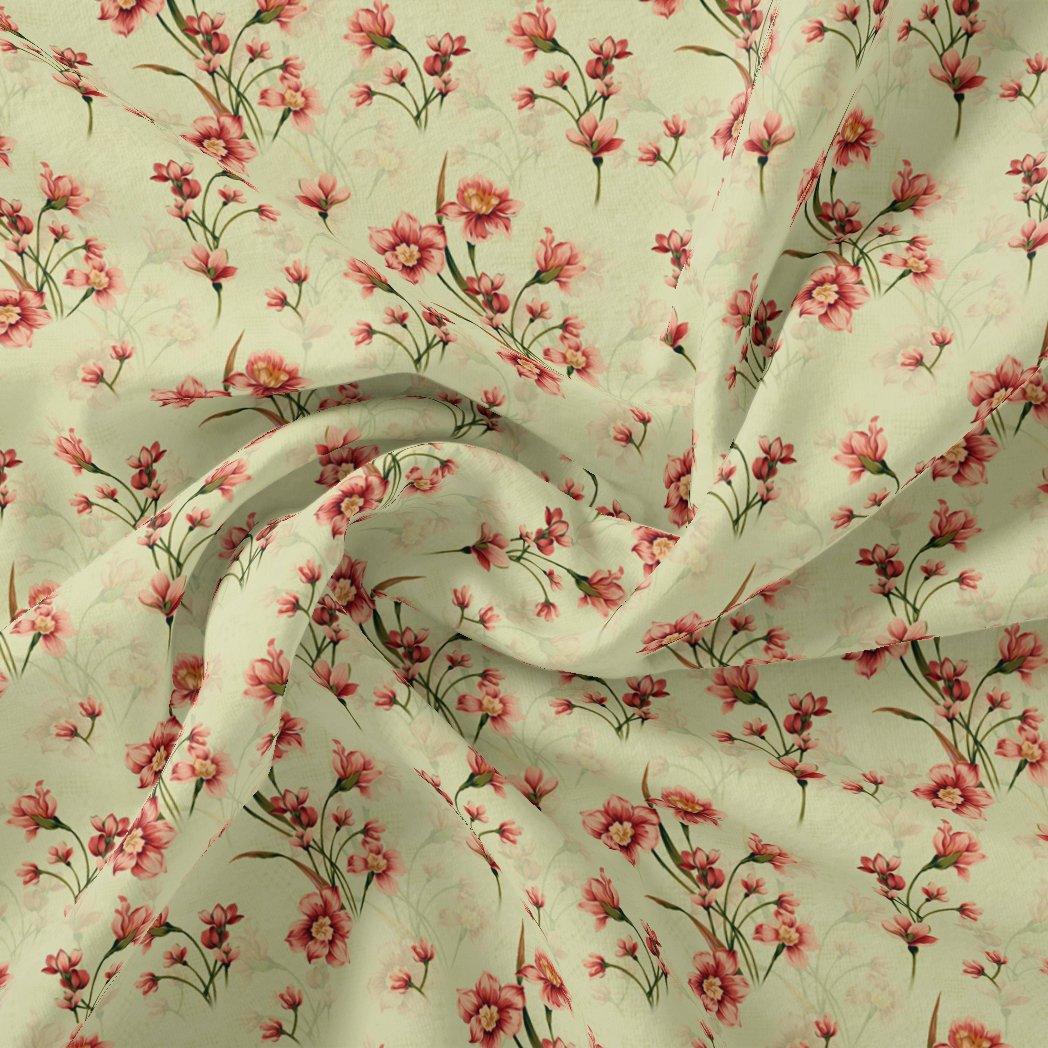 Beautiful Tiny Pink Chintz Digital Printed Fabric - Crepe - FAB VOGUE Studio®