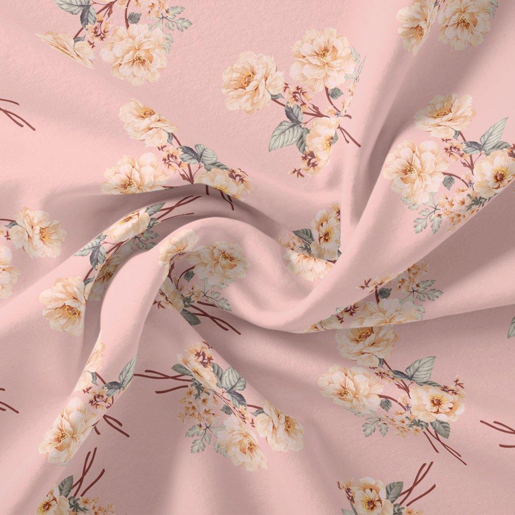 Camellia With Watusi Colour Digital Printed Fabric - Crepe - FAB VOGUE Studio®