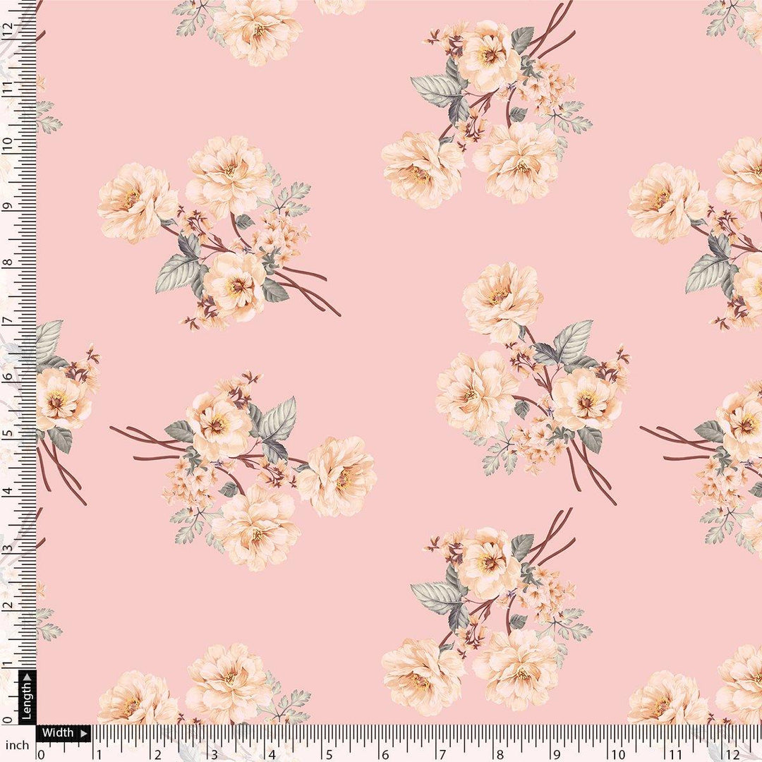 Camellia With Watusi Colour Digital Printed Fabric - Crepe - FAB VOGUE Studio®
