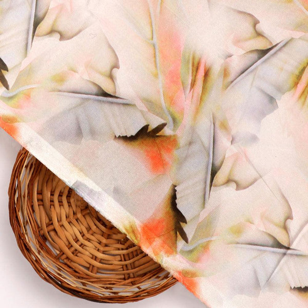 Celosia Orange Leaves Printed Silk Crepe Fabric Material – cr 0 ta08845p4 110 celosia orange leaves printed silk crepe fabric material 2 - alternate view
