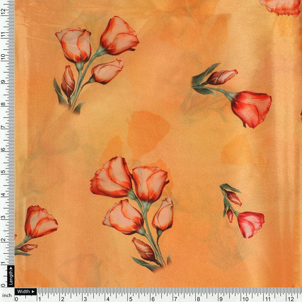 Lovely Decorative Roses Digital Printed Fabric - Crepe - FAB VOGUE Studio®
