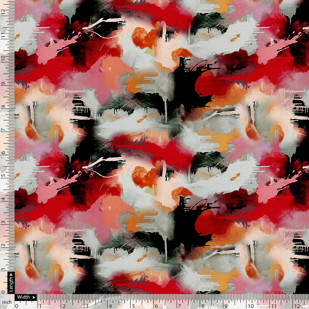 Morden Paint Of Art Multicolor Digital Printed Fabric - Silk Crepe - FAB VOGUE Studio®