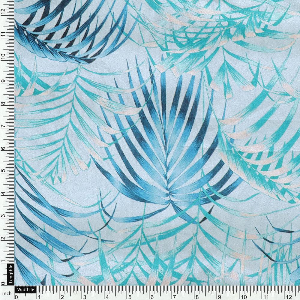 Cape Cod Blue Tropical Printed Silk Crepe Fabric Material - FAB VOGUE Studio®