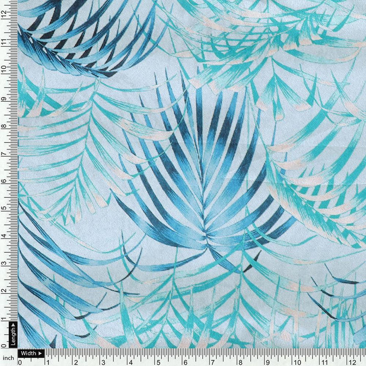 Cape Cod Blue Tropical Printed Silk Crepe Fabric Material - FAB VOGUE Studio®