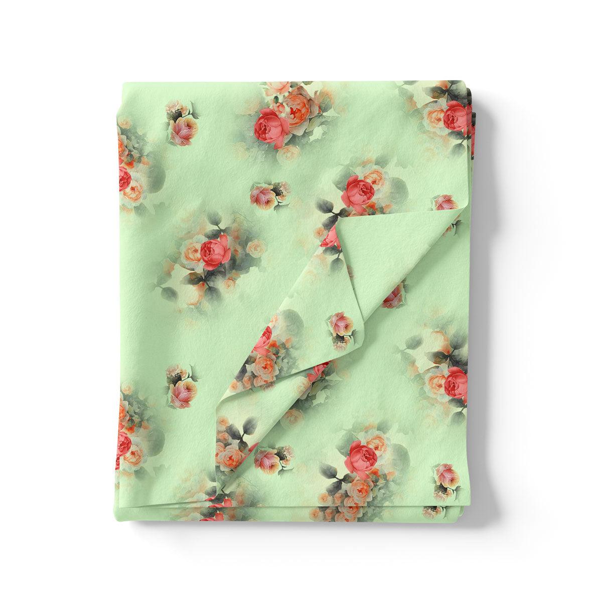 Green Pista Flower Printed Silk Crepe Fabric Material – cr 0 ta08911p2 110 green pista flower printed silk crepe fabric material 3