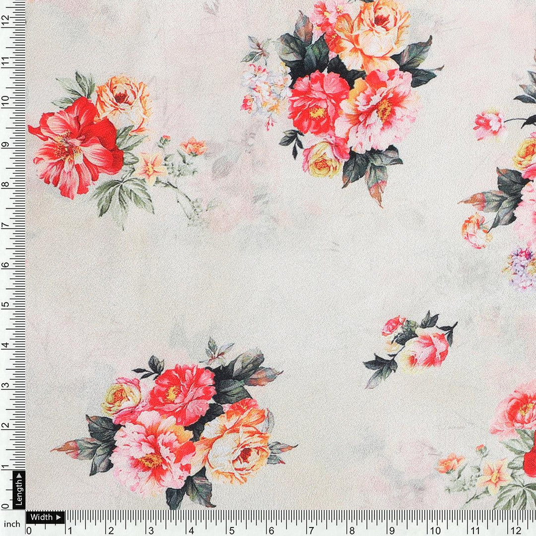 Multicolour Flower Printed Silk Crepe Fabric Material - FAB VOGUE Studio®