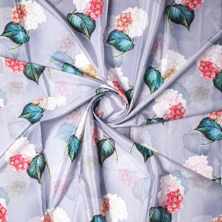 Peach Flower Printed Silk Crepe Fabric Material - FAB VOGUE Studio®