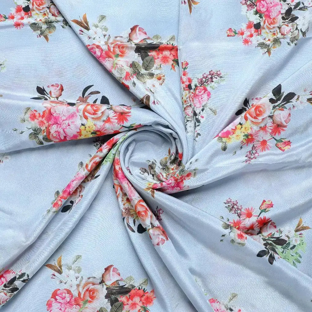 Gray Flower Silk Crepe Printed Fabric – cr 0 ta08966p1 110 gray flower silk crepe printed fabric 1