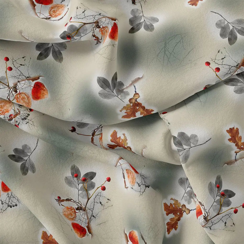 Gray Leaves Silk Crepe Printed Fabric – cr 0 ta08998 110 gray leaves silk crepe printed fabric 4