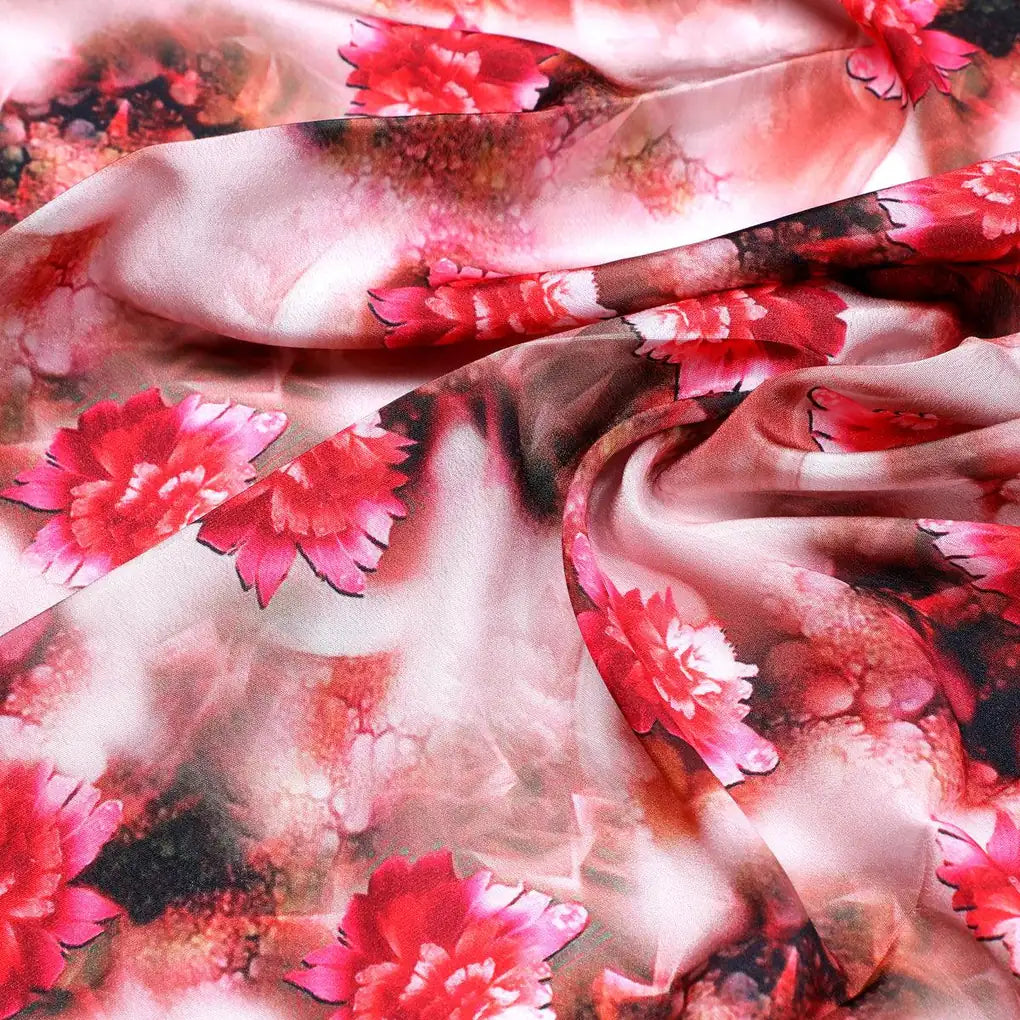 Red Velvet Roses With Paint Background Digital Printed Fabric - Silk Crepe – cr 0 ta09211p 110 red velvet roses with paint background digital printed fabric silk crepe 1