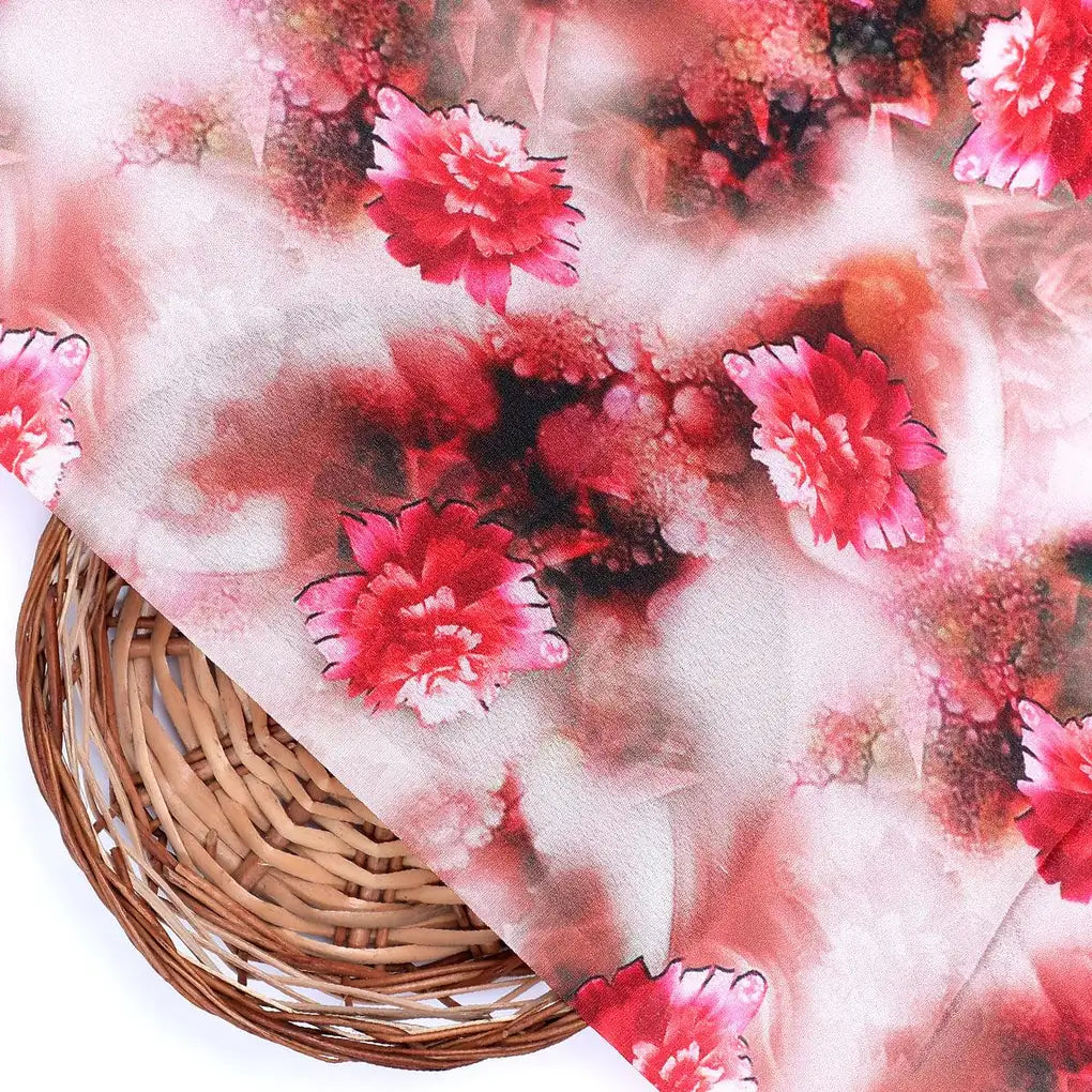 Red Velvet Roses With Paint Background Digital Printed Fabric - Silk Crepe – cr 0 ta09211p 110 red velvet roses with paint background digital printed fabric silk crepe 2