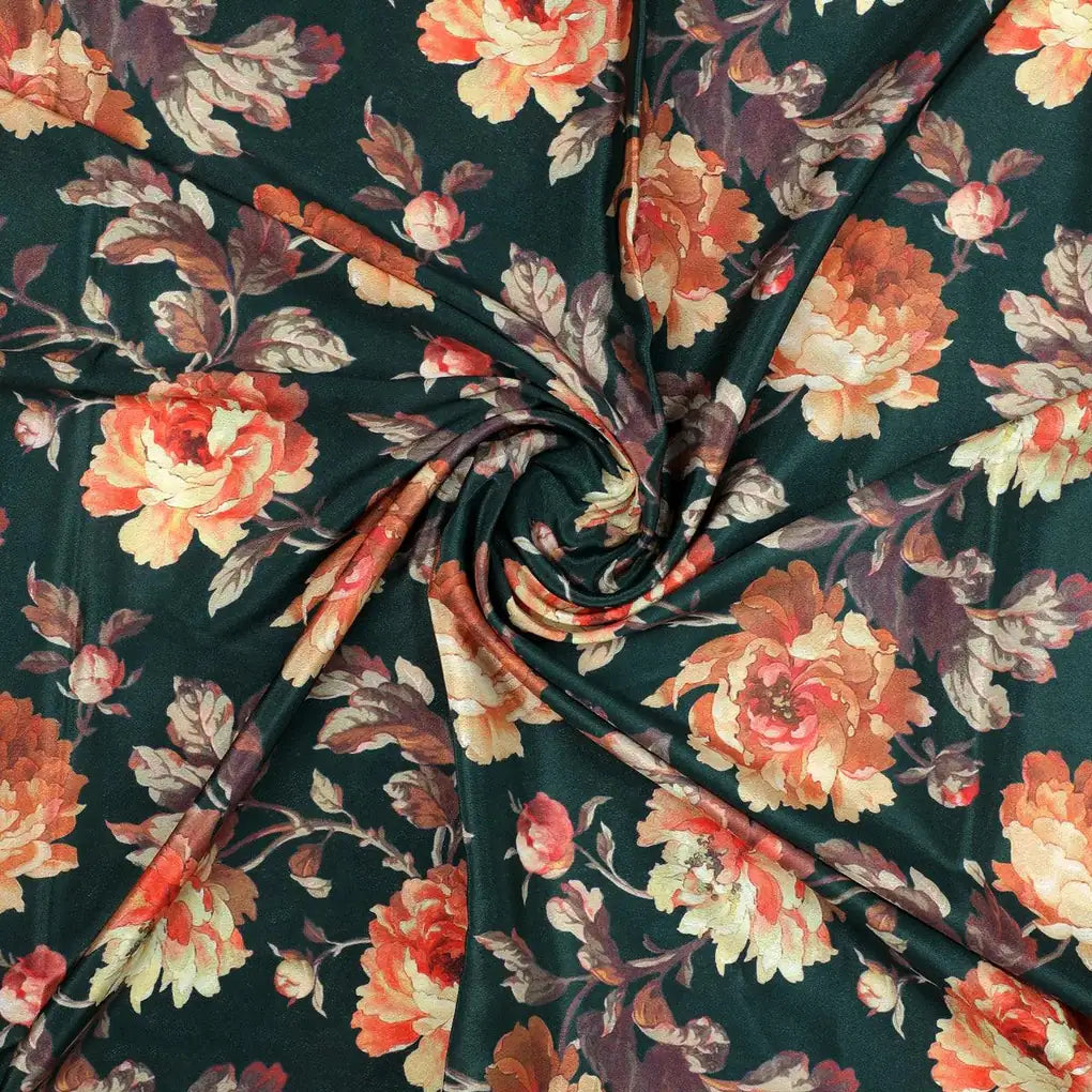 Watercolour Paper Art Roses With Gray Leaves Digital Printed Fabric - Silk Crepe – cr 0 ta09294p7 110 watercolour paper art roses with gray leaves digital printed fabric silk crepe 1