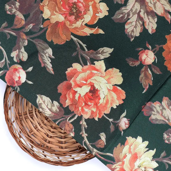 Watercolour Paper Art Roses With Gray Leaves Digital Printed Fabric - Silk Crepe – cr 0 ta09294p7 110 watercolour paper art roses with gray leaves digital printed fabric silk crepe 2 - alternate view