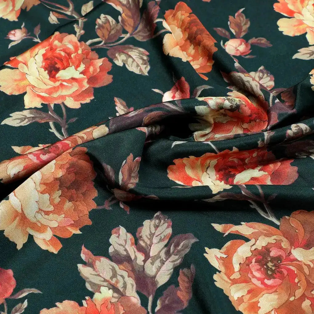 Watercolour Paper Art Roses With Gray Leaves Digital Printed Fabric - Silk Crepe – cr 0 ta09294p7 110 watercolour paper art roses with gray leaves digital printed fabric silk crepe 3