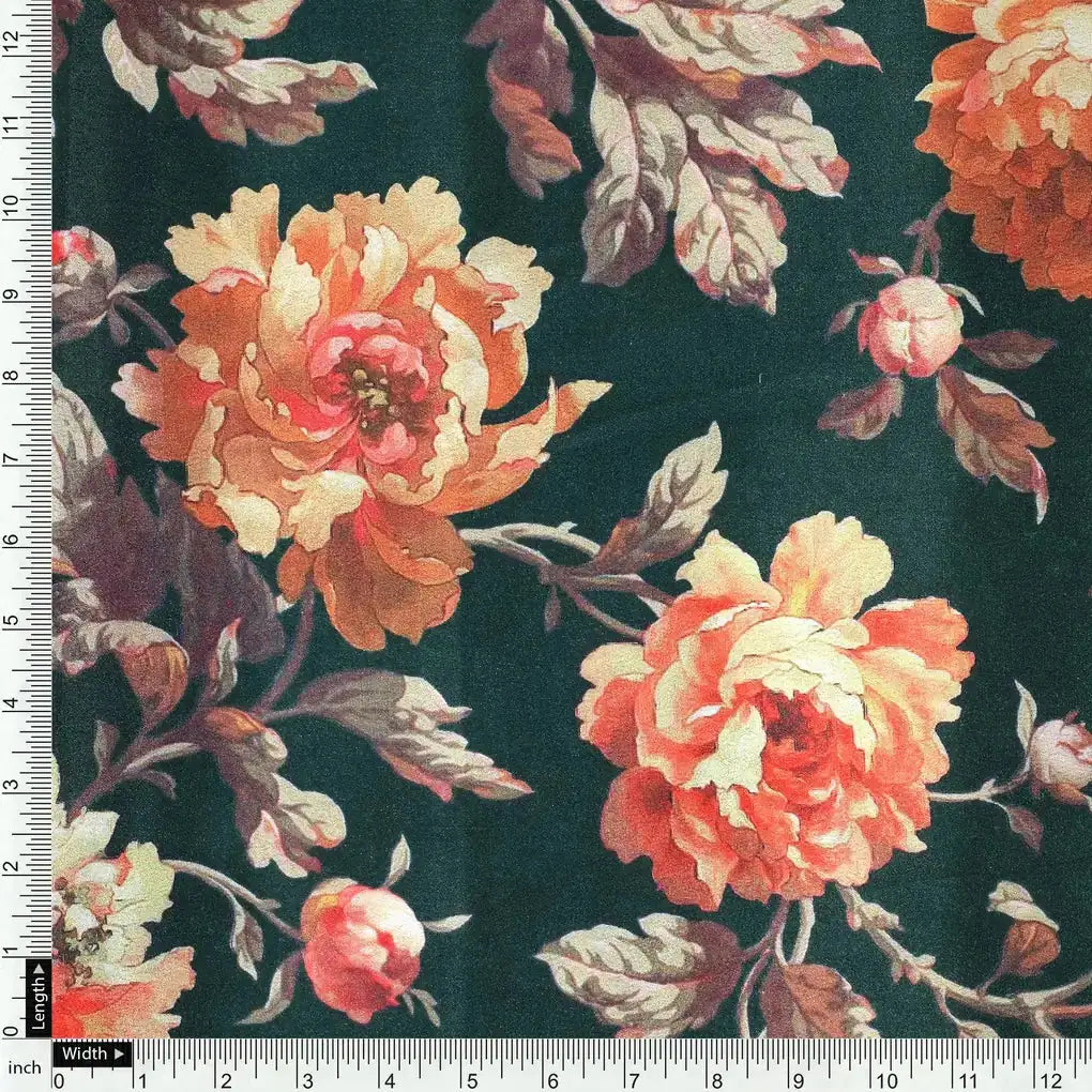 Watercolour Paper Art Roses With Gray Leaves Digital Printed Fabric - Silk Crepe – cr 0 ta09294p7 110 watercolour paper art roses with gray leaves digital printed fabric silk crepe 4