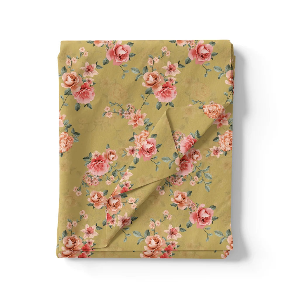Beautiful Multicolour Roses With  Digital Printed Fabric - Silk Crepe – cr 0 ta09334p1 110 beautiful multicolour roses with digital printed fabric silk crepe 3