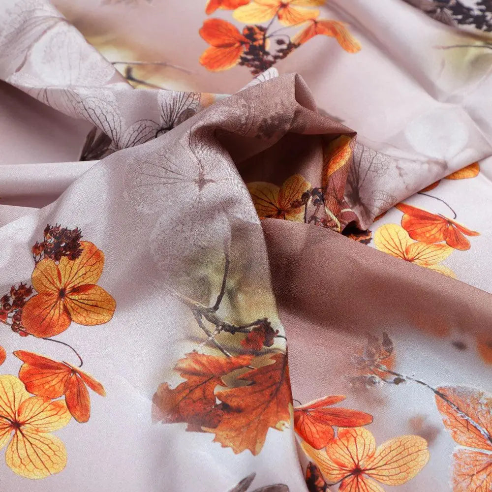 Attractive Brown Periwinkle With Leaves Digital Printed Fabric - Silk Crepe – cr 0 ta09548pc 110 attractive brown periwinkle with leaves digital printed fabric silk crepe 3