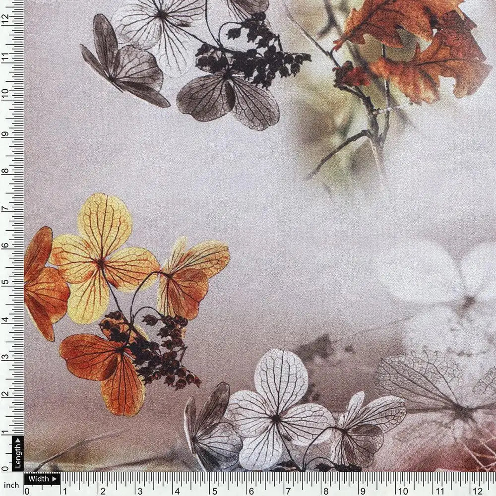 Attractive Brown Periwinkle With Leaves Digital Printed Fabric - Silk Crepe – cr 0 ta09548pc 110 attractive brown periwinkle with leaves digital printed fabric silk crepe 4