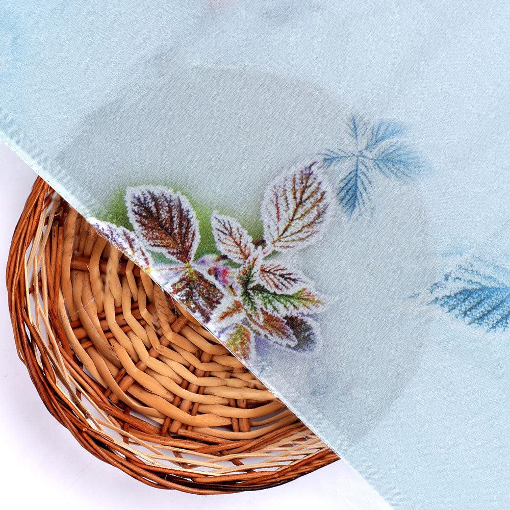 Winter Cool Colour Freezy Leaves Digital Printed Fabric - Silk Crepe - FAB VOGUE Studio®