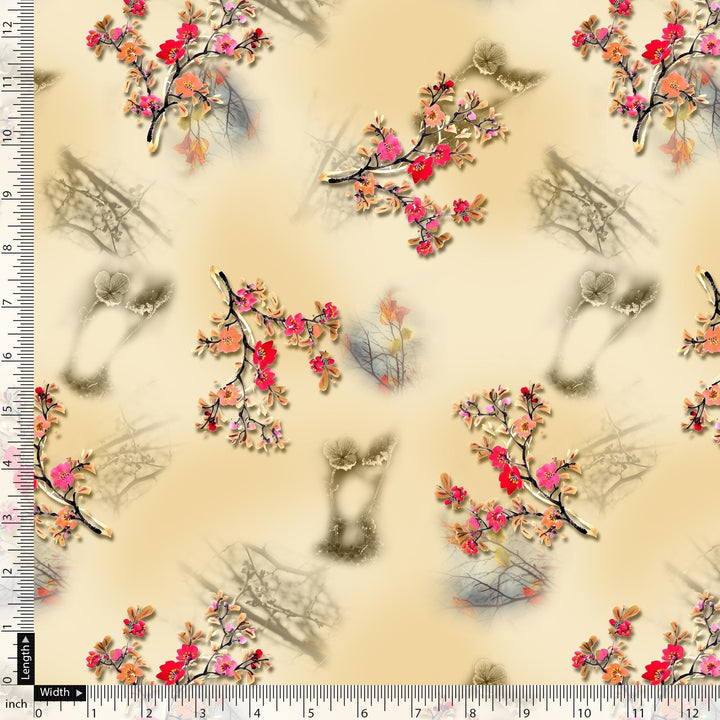 Tiny Colourful Primrose Flower Repeat Digital Printed Fabric - Silk Crepe - FAB VOGUE Studio®