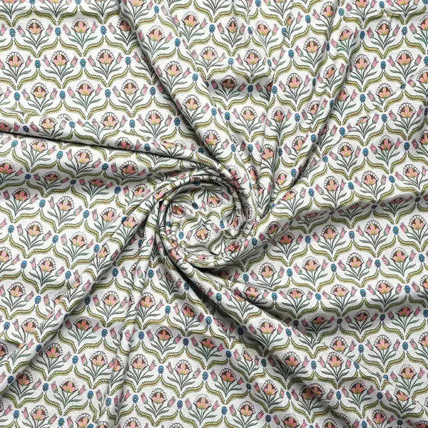 Green Leaves With Flower Digital Printed Fabric – cr 0 ta0957 110 green leaves with flower digital printed fabric 1