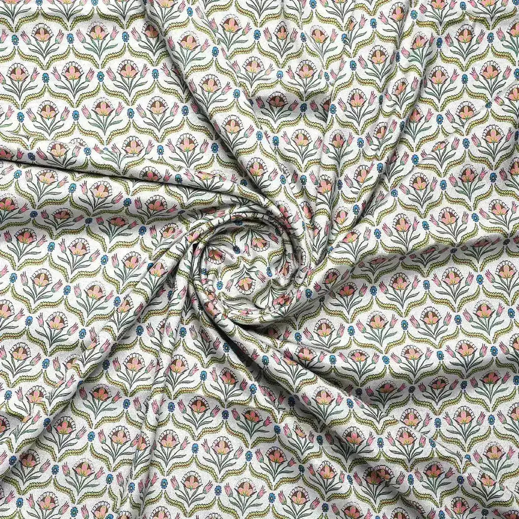 Green Leaves With Flower Digital Printed Fabric – cr 0 ta0957 110 green leaves with flower digital printed fabric 1