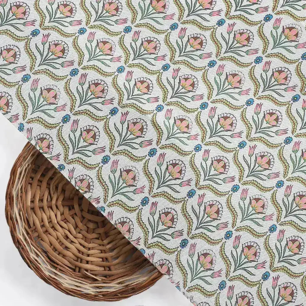 Green Leaves With Flower Digital Printed Fabric – cr 0 ta0957 110 green leaves with flower digital printed fabric 2