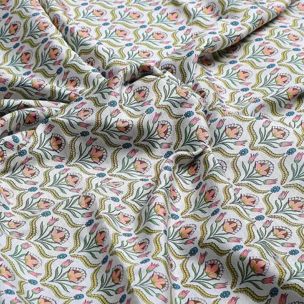 Green Leaves With Flower Digital Printed Fabric – cr 0 ta0957 110 green leaves with flower digital printed fabric 3