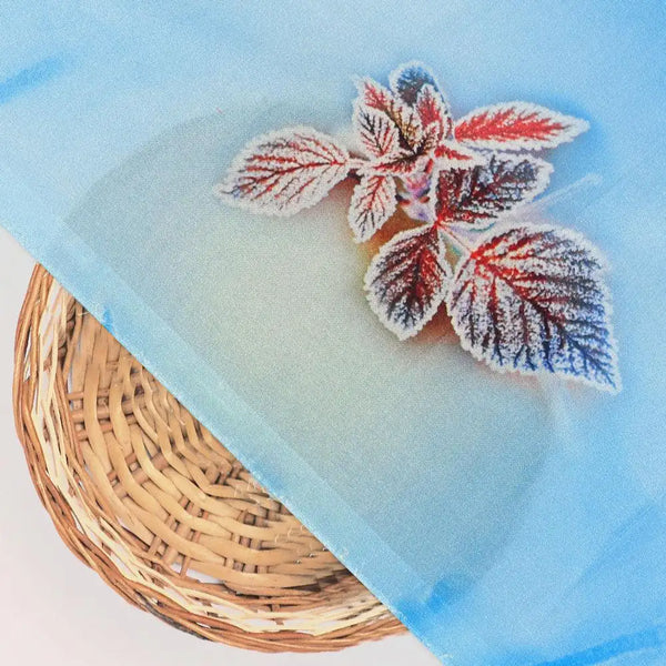 Cool Blue Ice Brown Leaves Digital Printed Fabric - Silk Crepe – cr 0 ta09610a 110 cool blue ice brown leaves digital printed fabric silk crepe 2 - alternate view