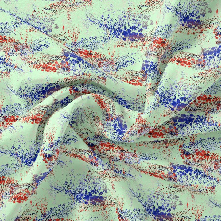 Morden Blue And Red Sprinkle Digital Printed Fabric - Silk Crepe - FAB VOGUE Studio®