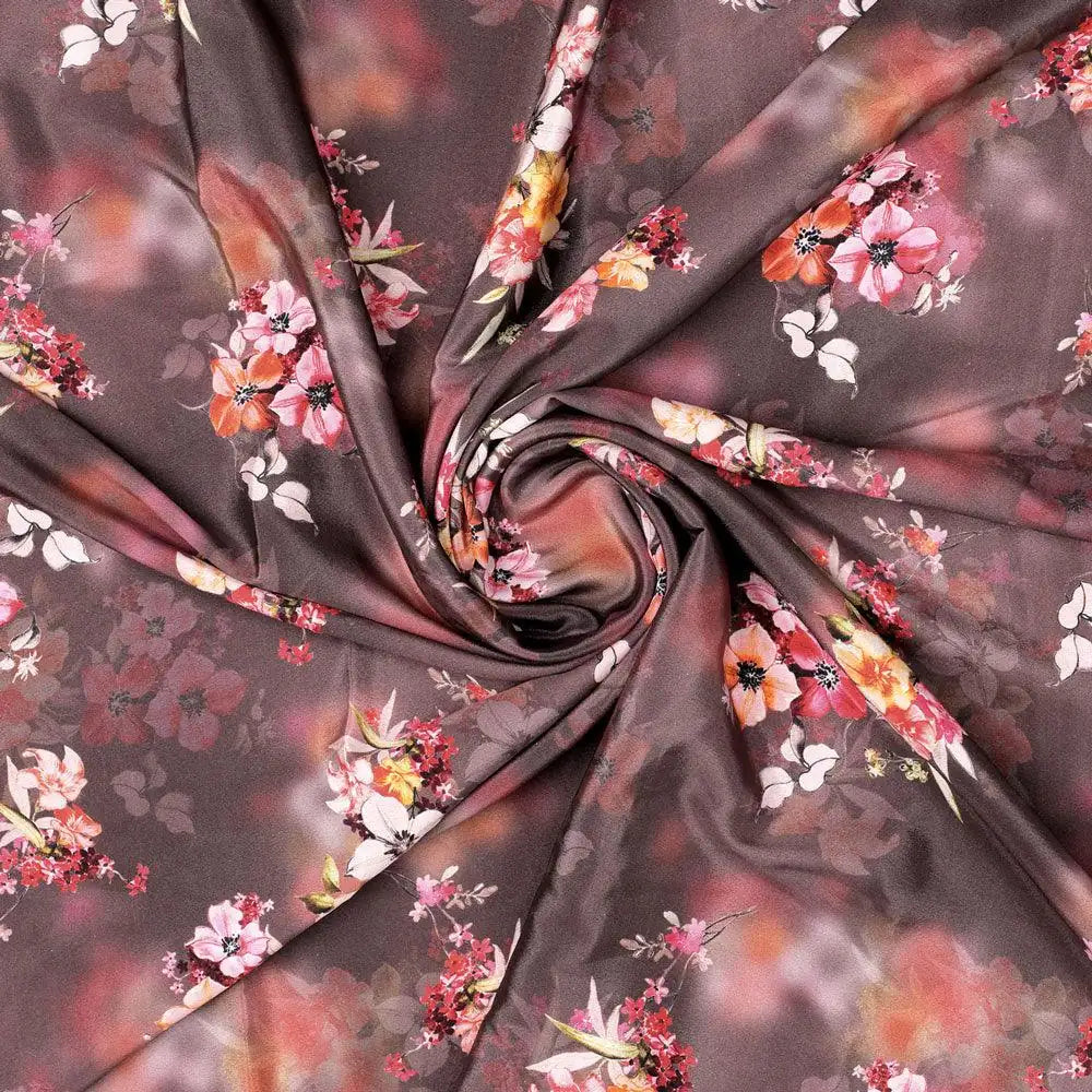 Three Colour Of Flower With Eucalyptus Leaves Digital Printed Fabric - Silk Crepe – cr 0 ta09686p4 110 three colour of flower with eucalyptus leaves digital printed fabric silk crepe 1