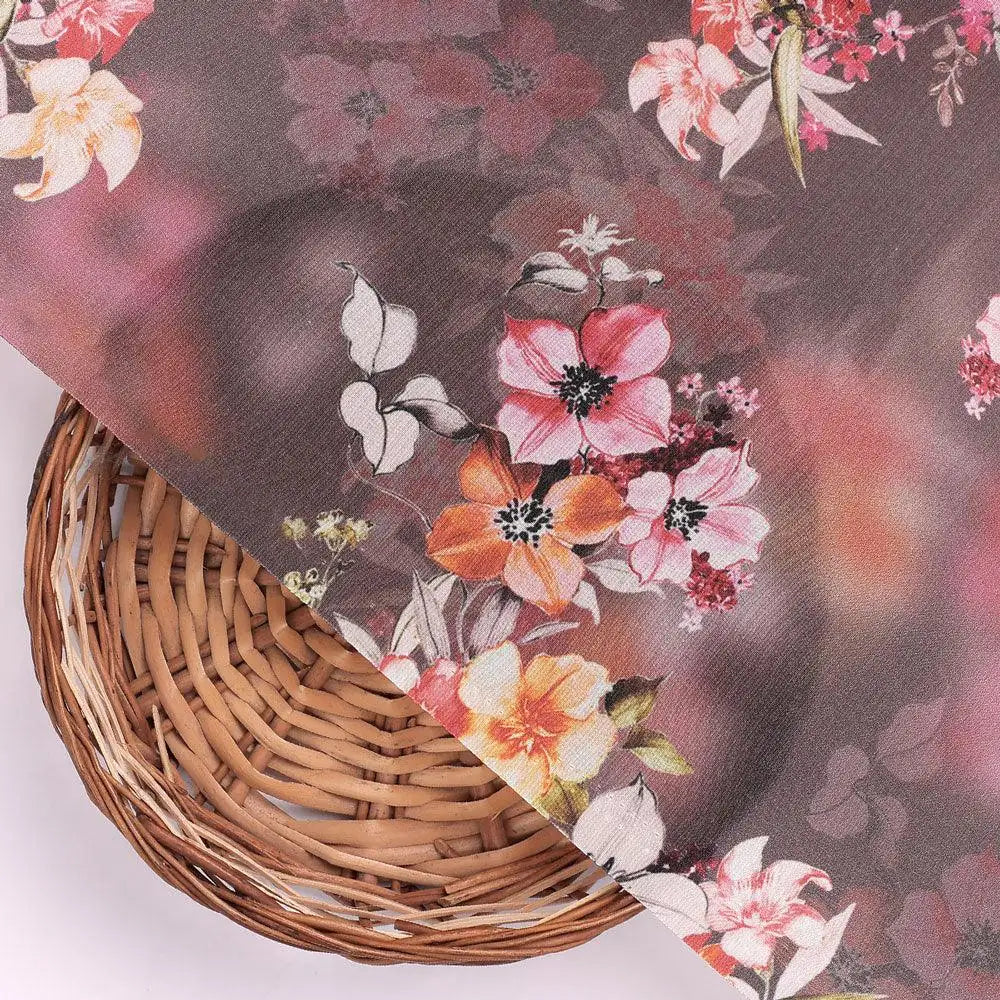 Three Colour Of Flower With Eucalyptus Leaves Digital Printed Fabric - Silk Crepe – cr 0 ta09686p4 110 three colour of flower with eucalyptus leaves digital printed fabric silk crepe 2