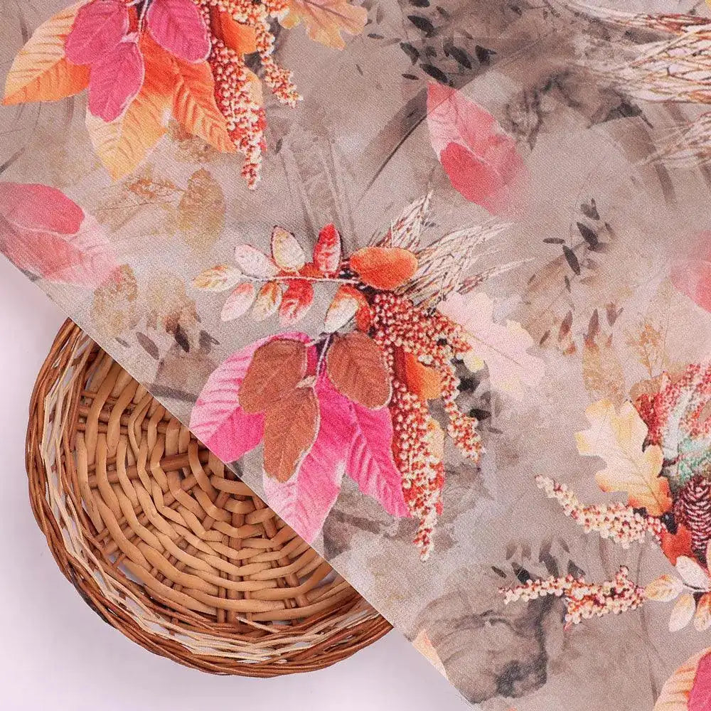 Violet Leaves Bunch Digital Printed Fabric  - Crepe – cr 0 ta7307p4 110 violet leaves bunch digital printed fabric crepe 2