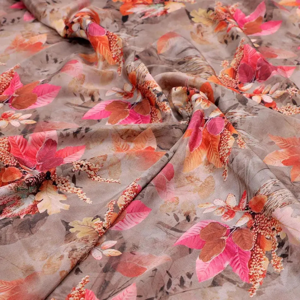 Violet Leaves Bunch Digital Printed Fabric  - Crepe – cr 0 ta7307p4 110 violet leaves bunch digital printed fabric crepe 3