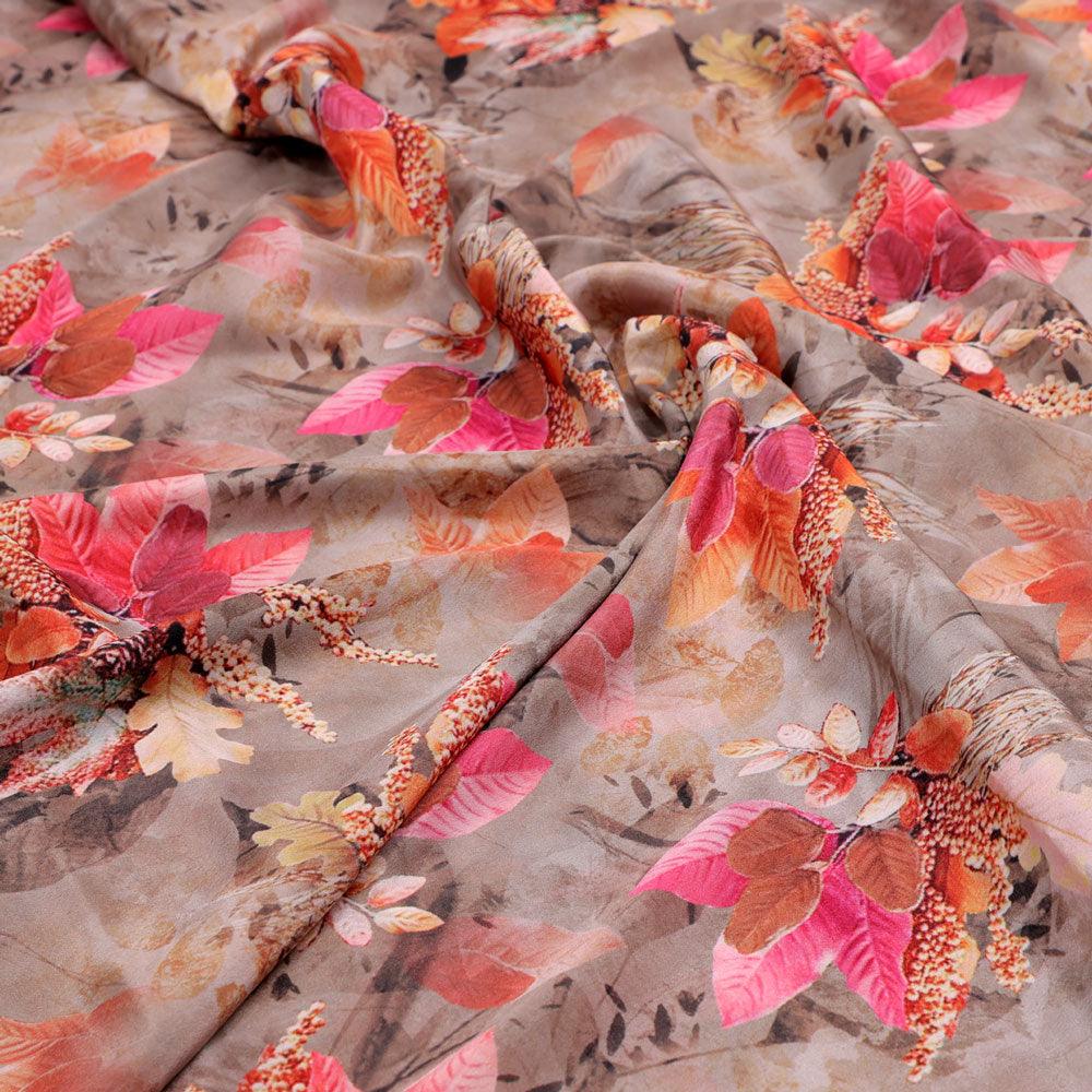 Violet Leaves Bunch Digital Printed Fabric - Crepe - FAB VOGUE Studio®
