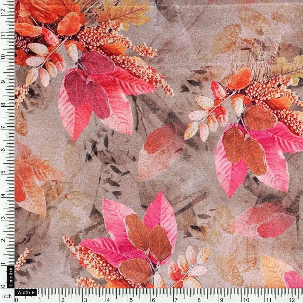 Violet Leaves Bunch Digital Printed Fabric  - Crepe – cr 0 ta7307p4 110 violet leaves bunch digital printed fabric crepe 4