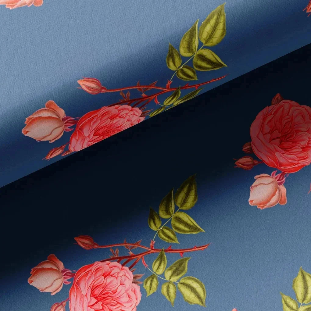 Red Rose Laying Over Blue Base Digital Printed Fabric – jam 0 ta07107p3 108 red rose laying over blue base digital printed fabric 3
