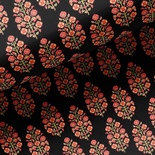 Red Floral Laying Over Black Digital Printed Fabric – js 0 0ma09632 110 red floral laying over black digital printed fabric 2 - alternate view
