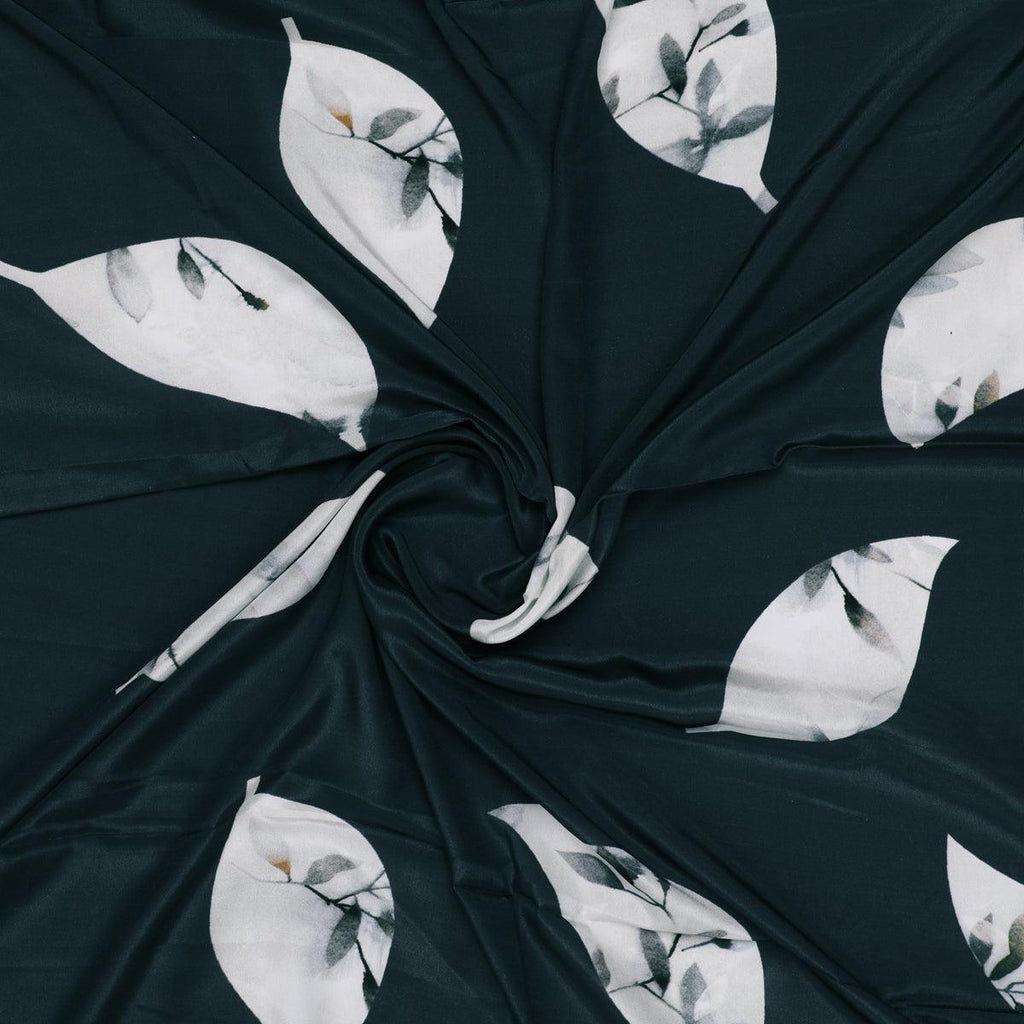 Leaves Print On Dark Grey Base Digital Printed Fabric – js 0 0ta05192black 110 leaves print on dark grey base digital printed fabric 1