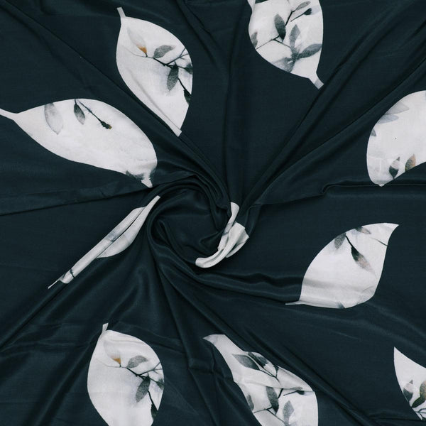 Leaves Print On Dark Grey Base Digital Printed Fabric – js 0 0ta05192black 110 leaves print on dark grey base digital printed fabric 1
