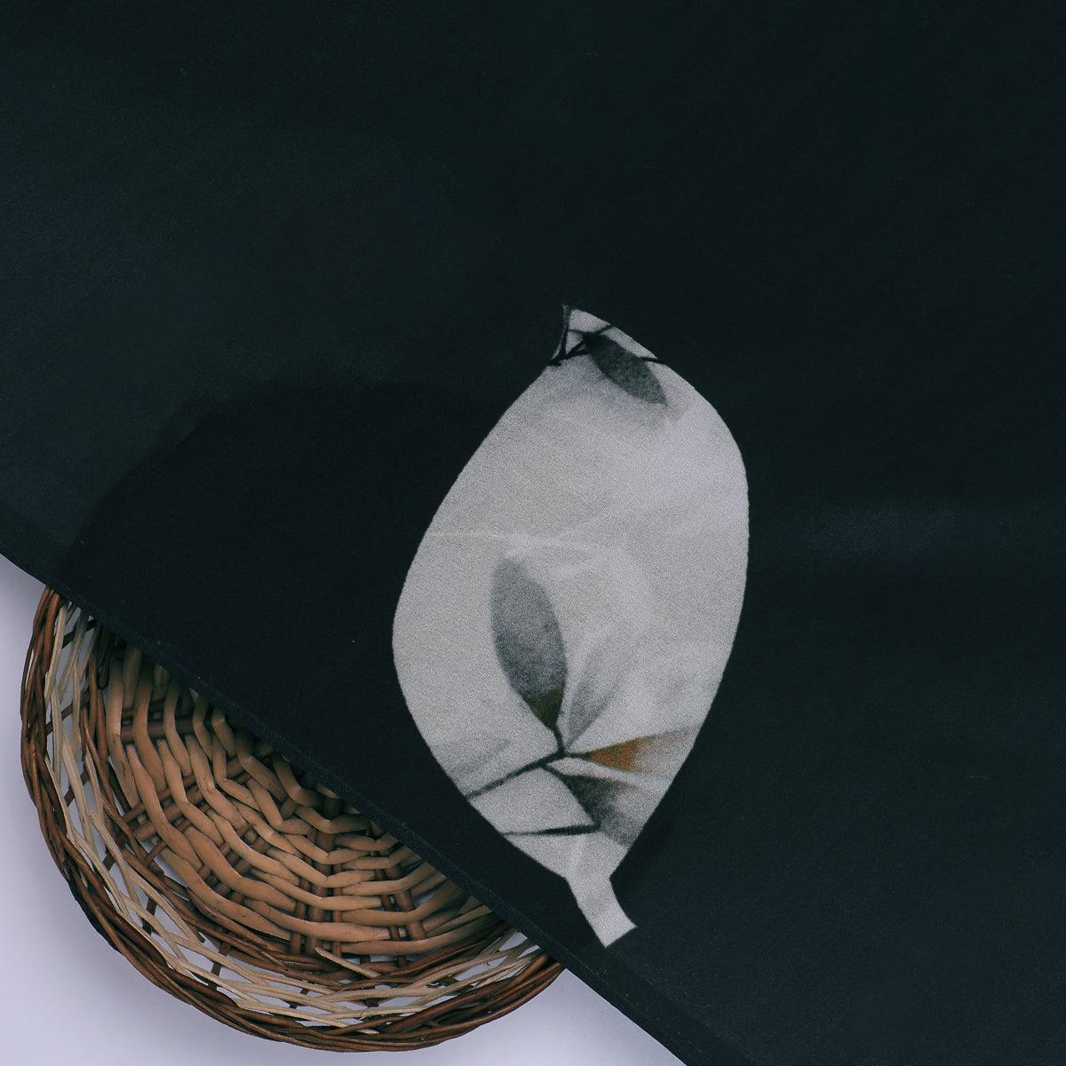 Leaves Print On Dark Grey Base Digital Printed Fabric – js 0 0ta05192black 110 leaves print on dark grey base digital printed fabric 2