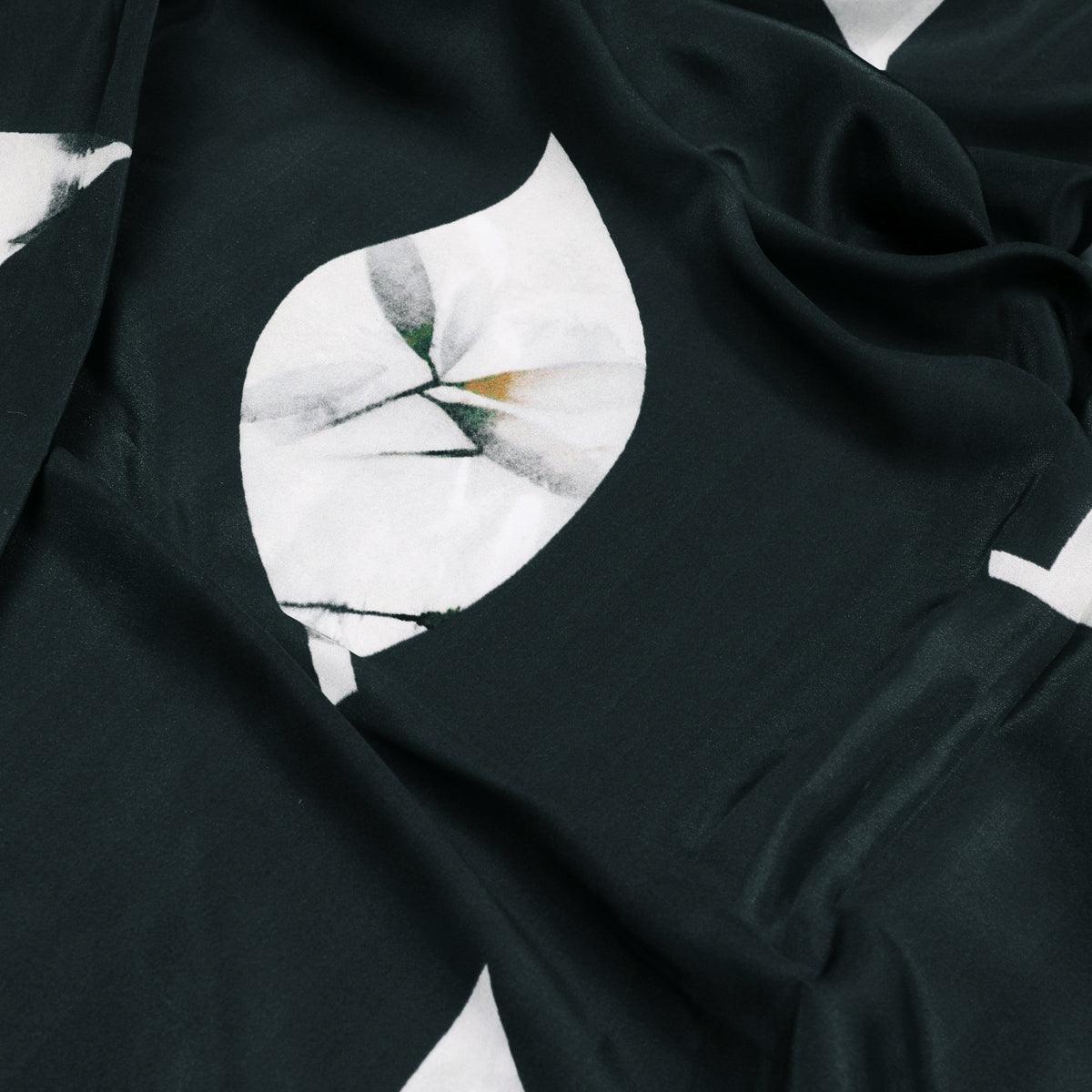 Leaves Print On Dark Grey Base Digital Printed Fabric – js 0 0ta05192black 110 leaves print on dark grey base digital printed fabric 3