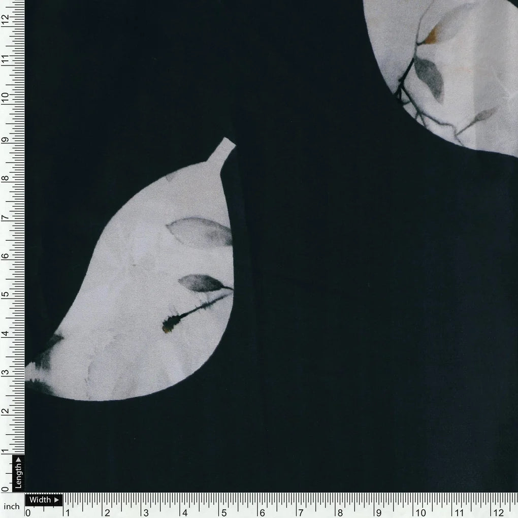 Leaves Print On Dark Grey Base Digital Printed Fabric – js 0 0ta05192black 110 leaves print on dark grey base digital printed fabric 4