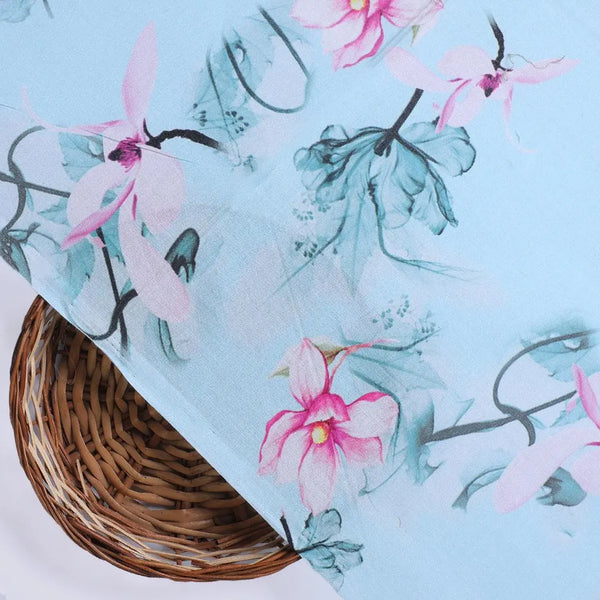 Blue Floral Digital Printed Fabric – js 0 0ta05260blue 110 blue floral digital printed fabric 2 - alternate view