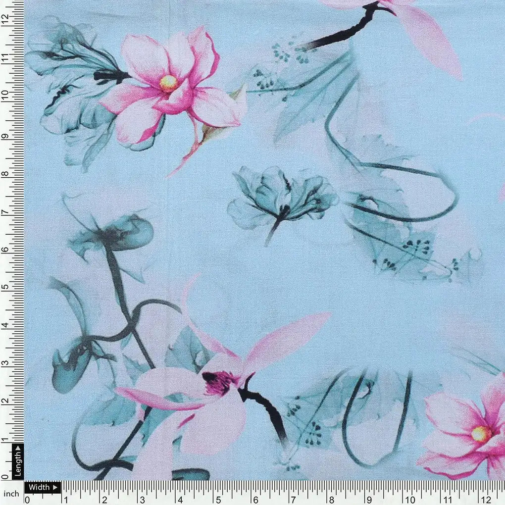 Blue Floral Digital Printed Fabric – js 0 0ta05260blue 110 blue floral digital printed fabric 4