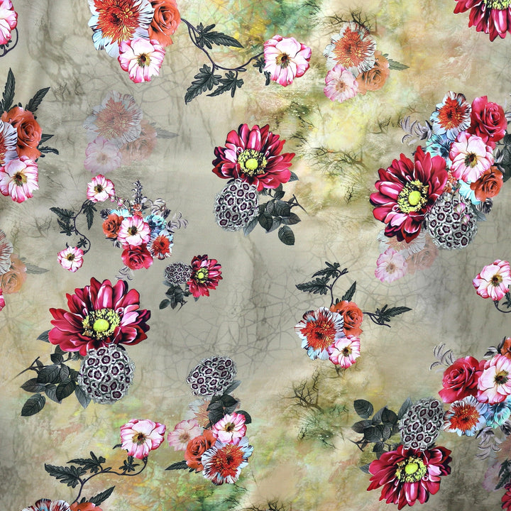 High Quality Multicolor Floral Digitally Printed Japan Satin Fabrics - FAB VOGUE Studio®