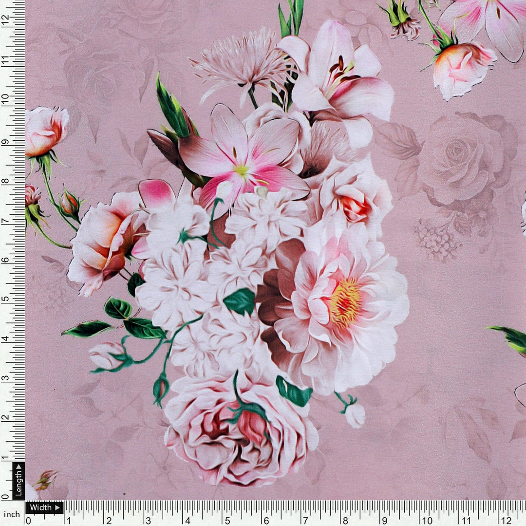 High Quality Multicolor Floral with Brown Base Digitally Printed Fabrics - FAB VOGUE Studio®